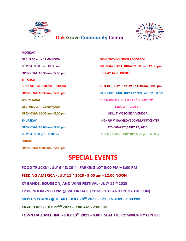 Featured image for “July Community Center Events”