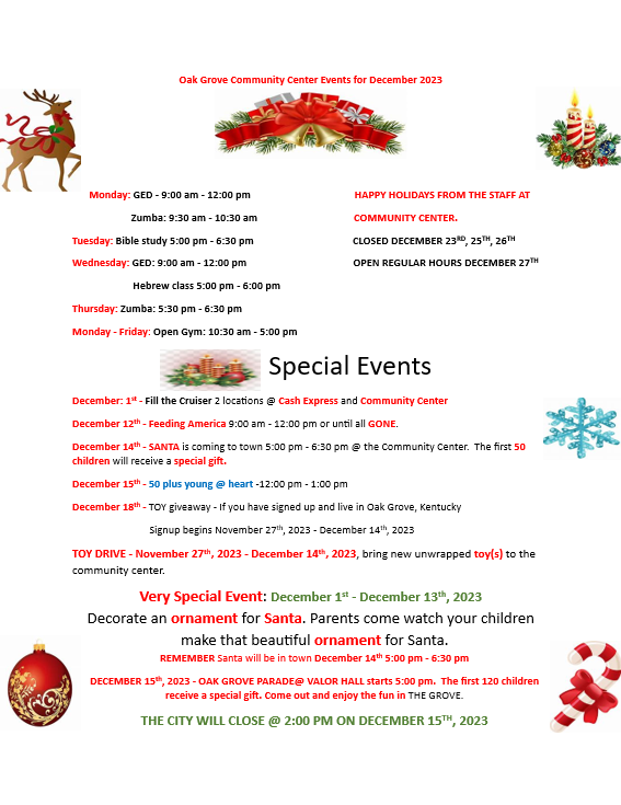 Featured image for “December Community Center Events”