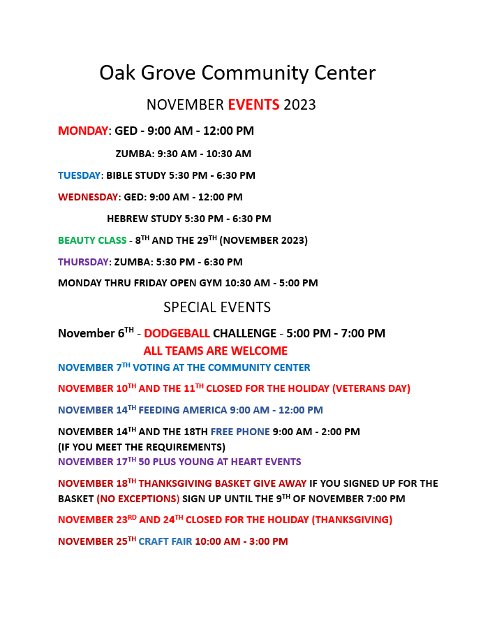 Featured image for “November Community Center Events”