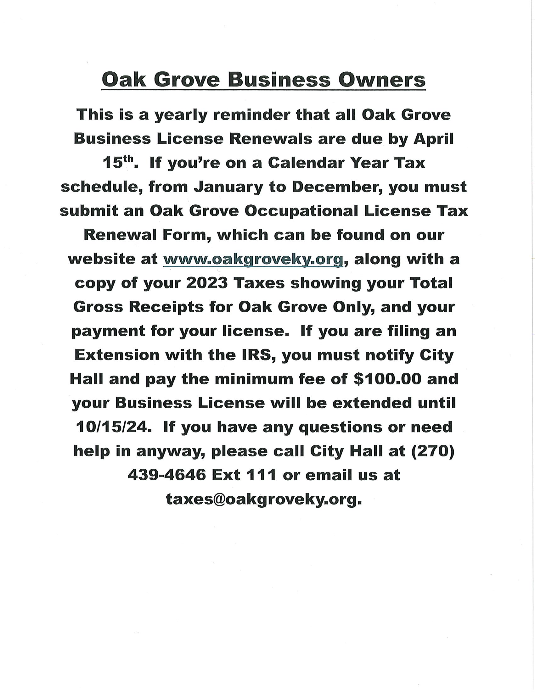 Featured image for “Oak Grove Business Owners”