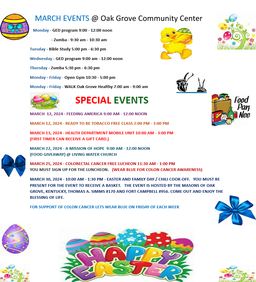 Featured image for “March Community Center Events”
