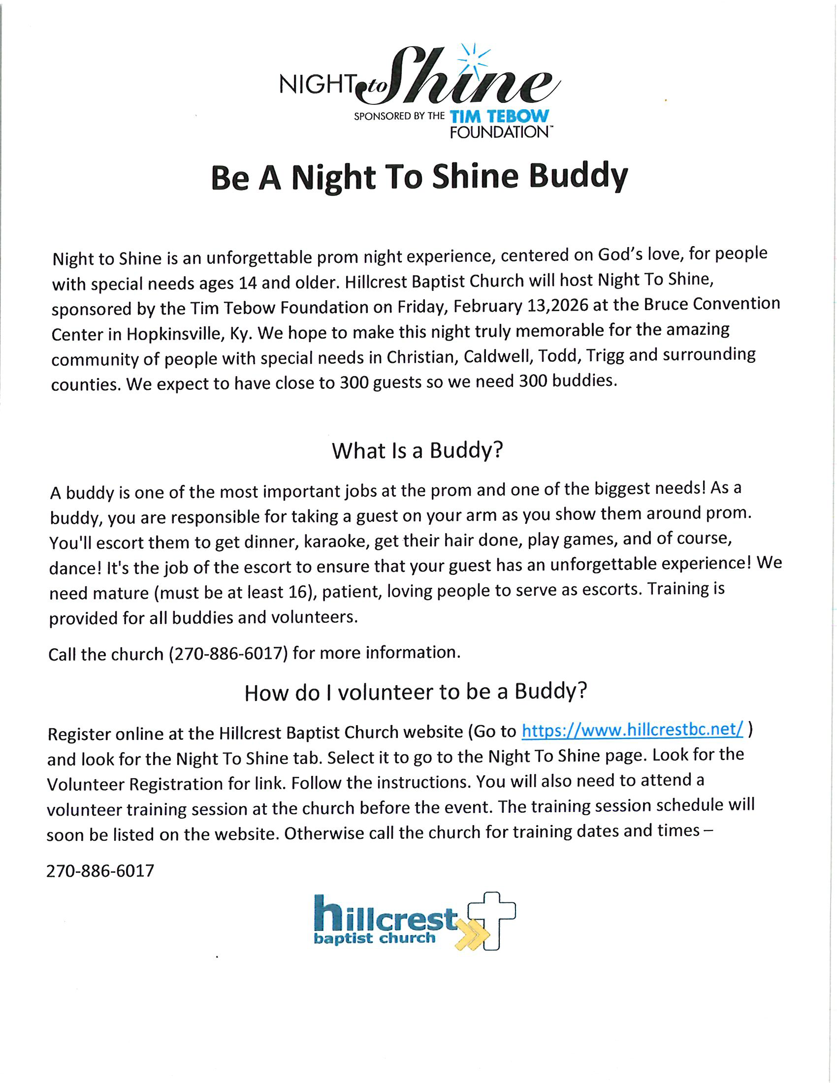 Featured image for “Be a Night to Shine Buddy!”